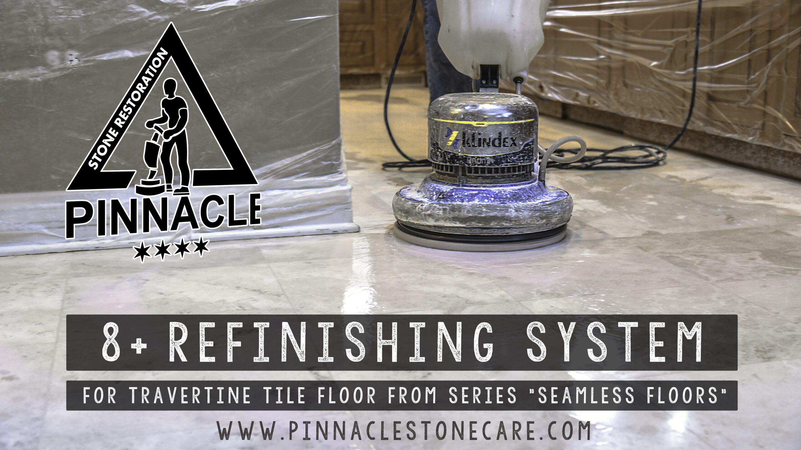 8+ Refinishing System of travertine tile floor from series “Seamless Floors” (lippage/seam leveling)