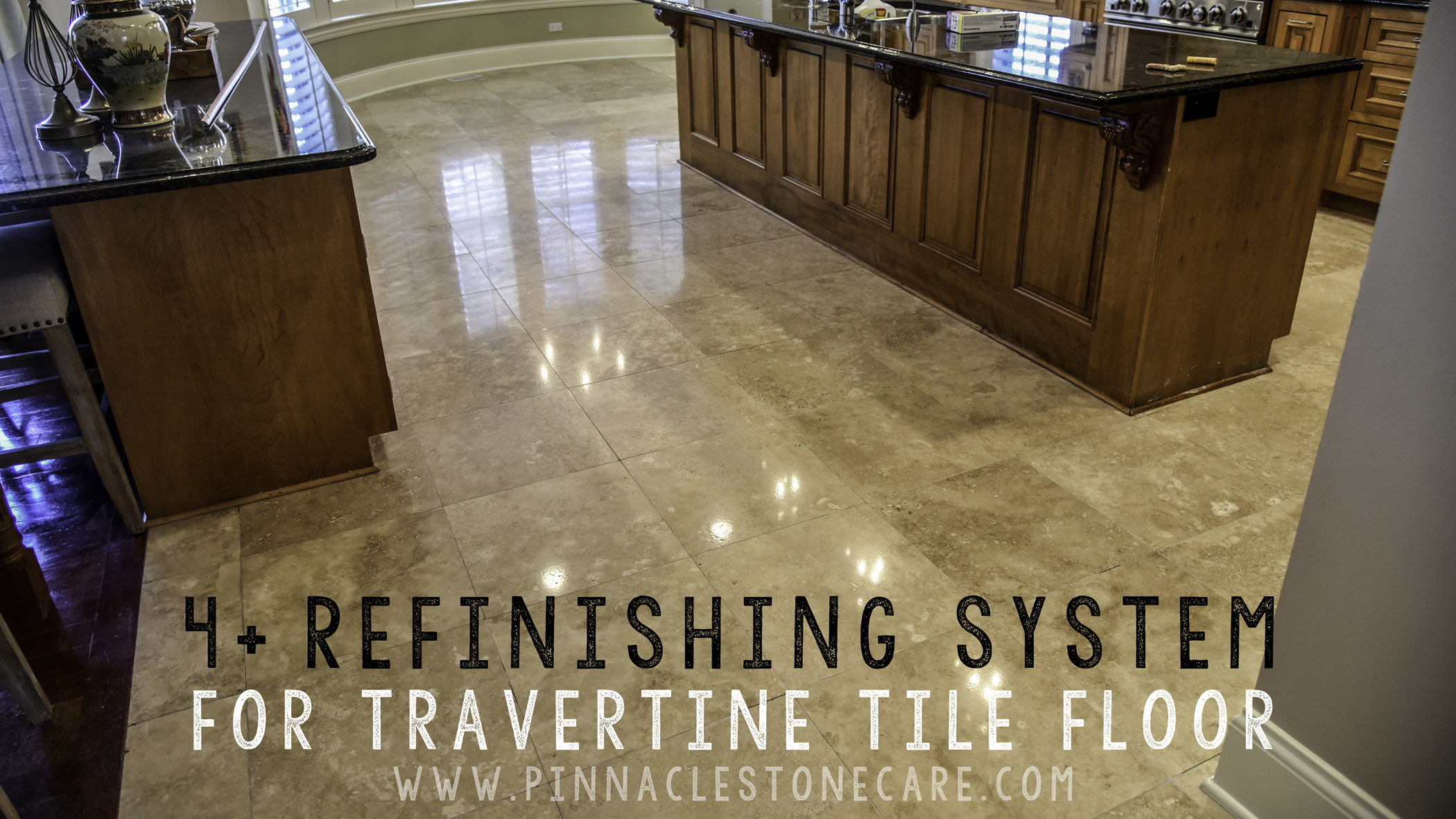 TRAVERTINE TILE FLOOR RESTORATION (stripping, honing, polishing, grout cleaning, hole filling)