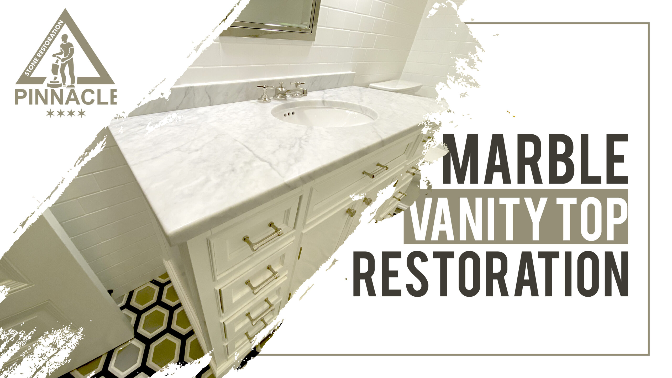 White marble vanity top restoration, honing, sealing (etch marks, scratches, stains, dullness)