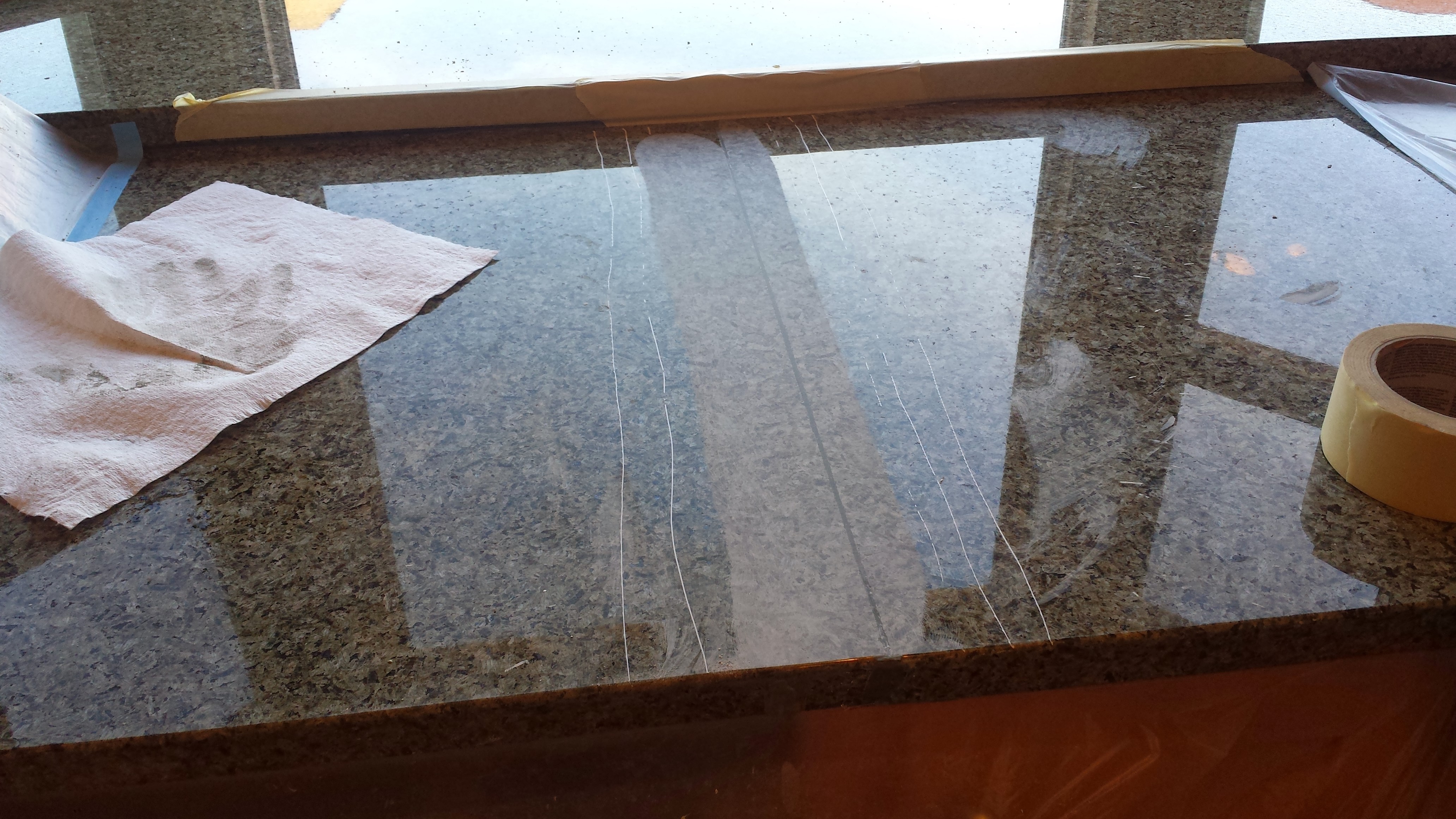 Granite counter top seam leveling and polishing