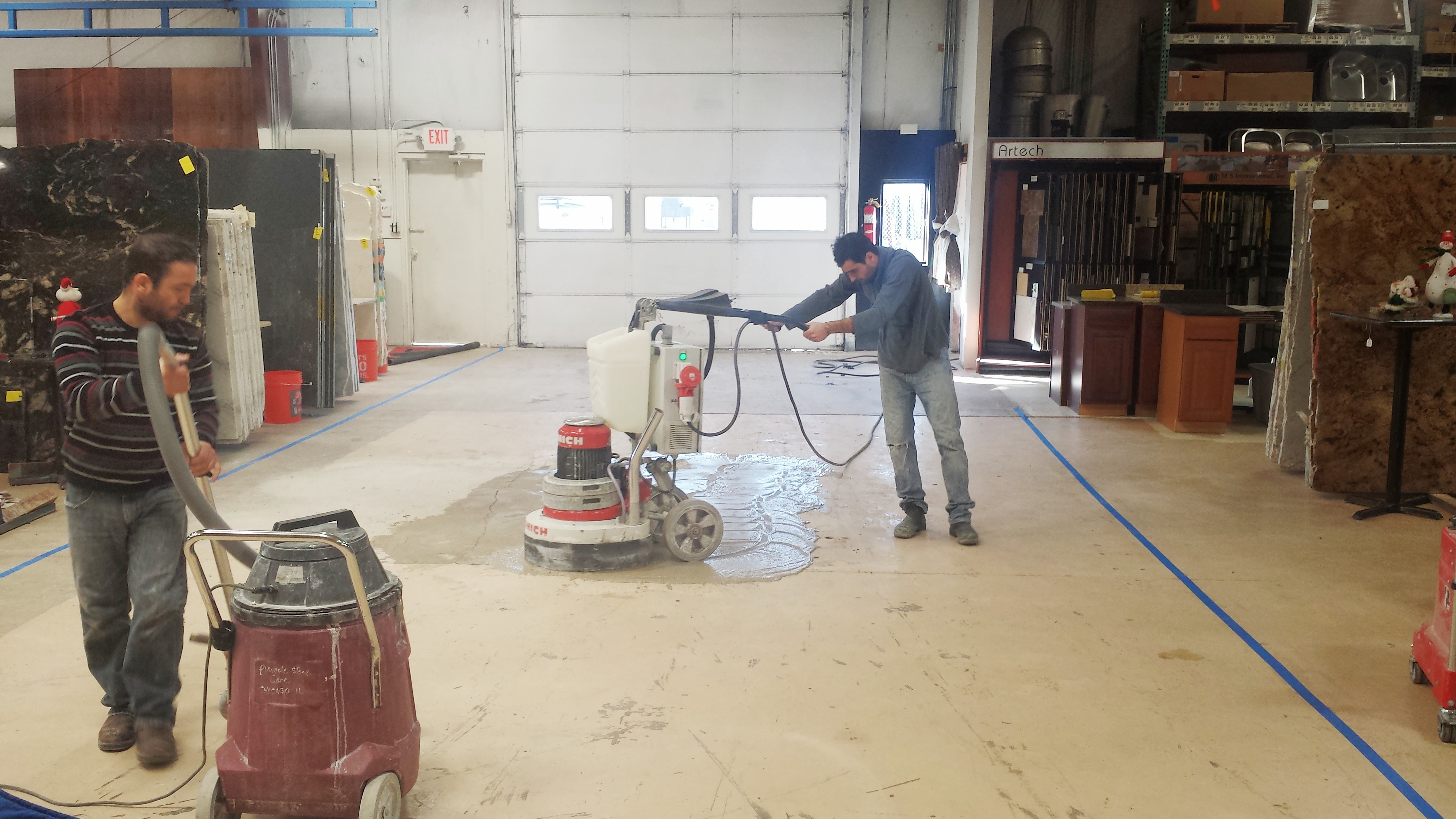 Concrete polishing at TTS Granite Showroom