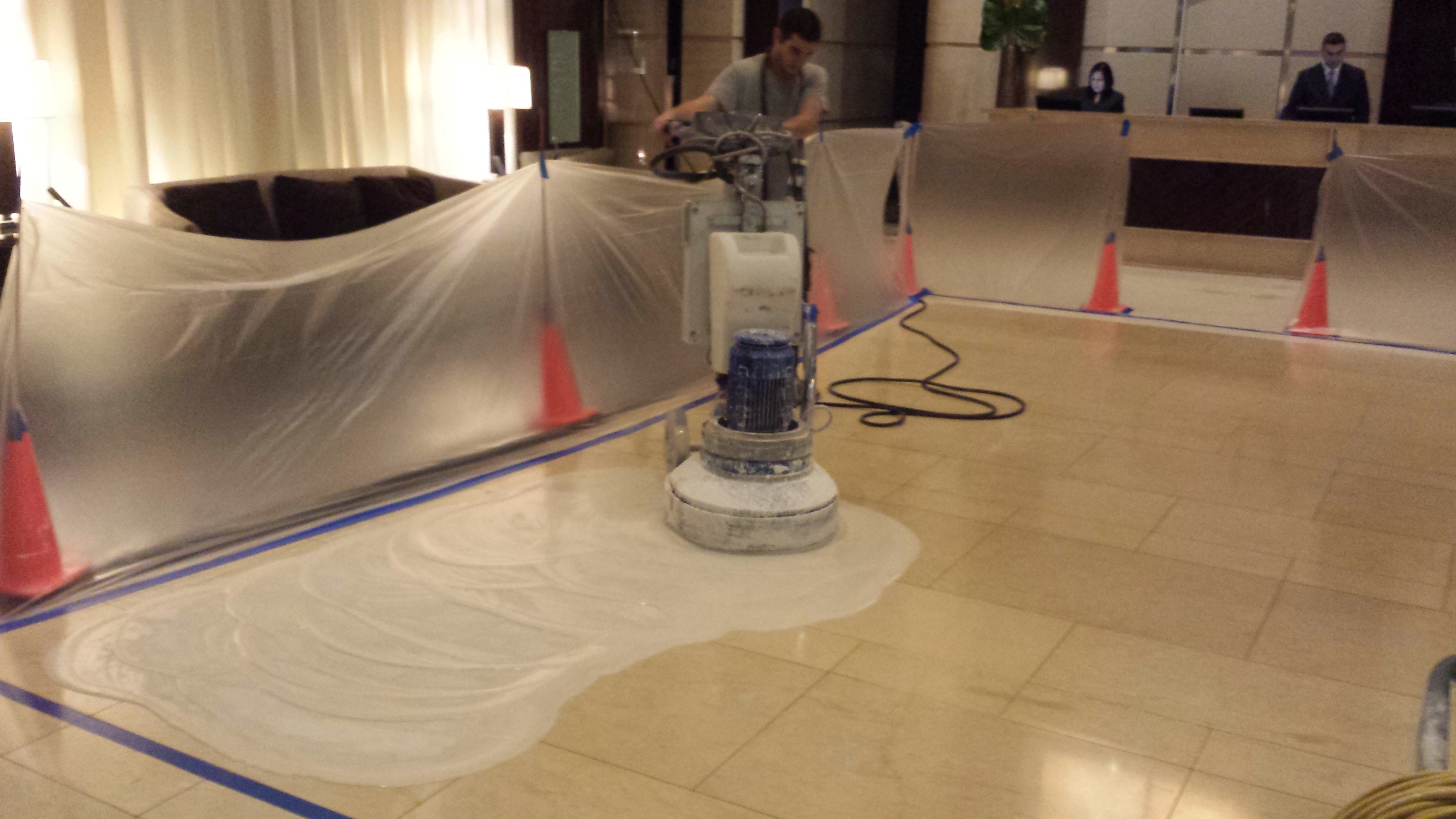 Limestone lobby restoration