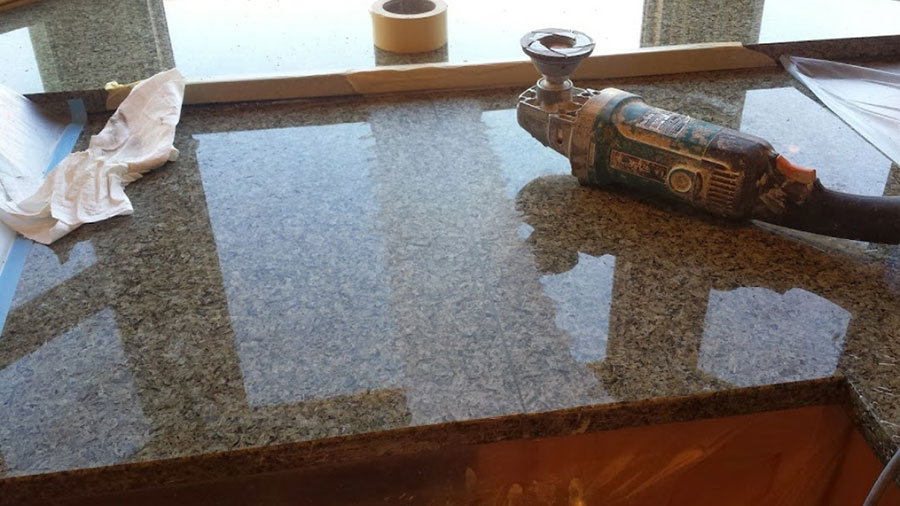 How to repair a damaged granite counter corner edge w/ HIMG® Surface Repair  