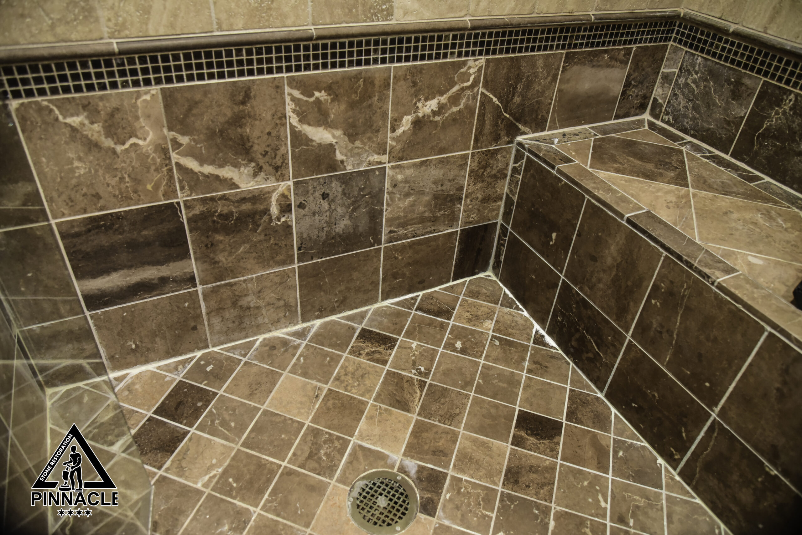 Brown Marble Shower Restoration