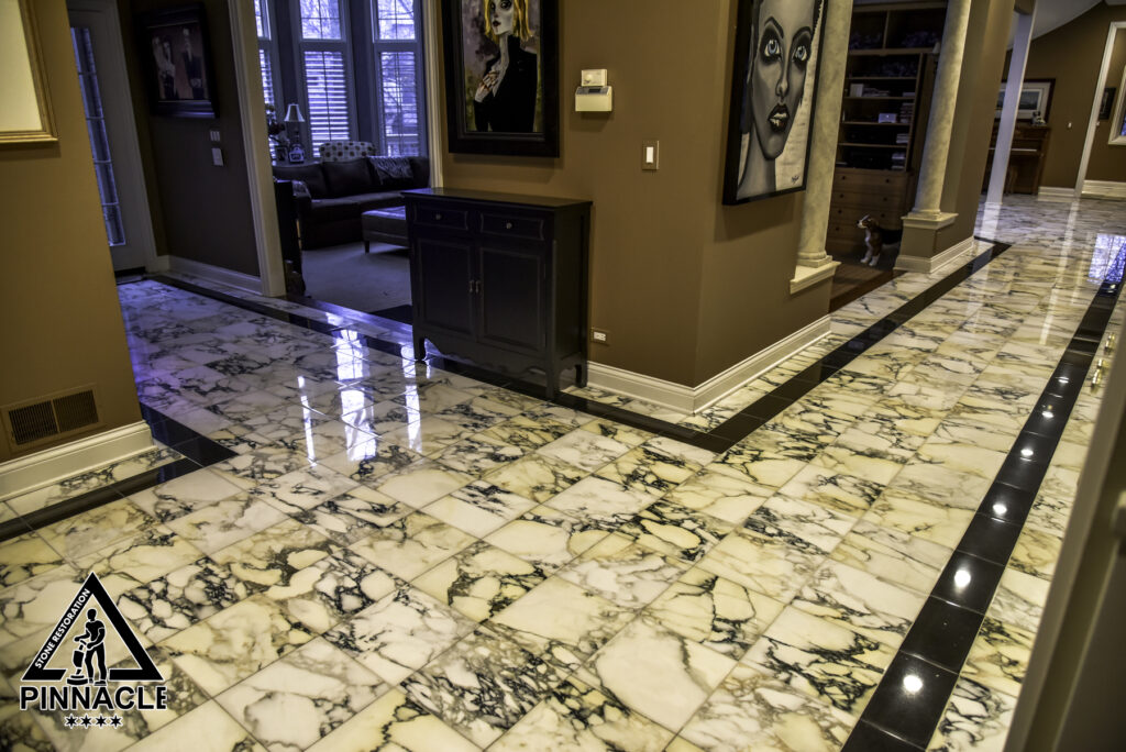 Marble tile floor restoration