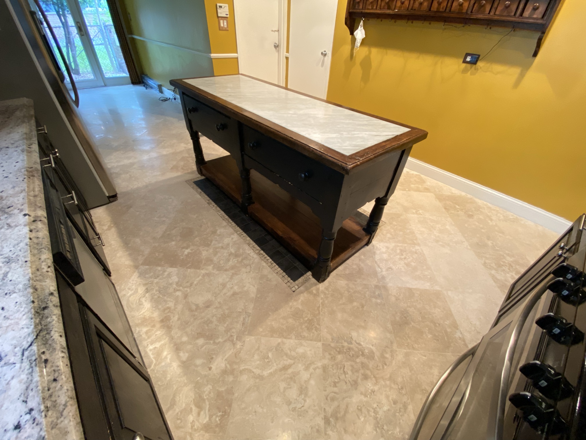 8+ Refinishing System AKA Seamless Floor – travertine tile lippage removal, epoxy grout, polishing