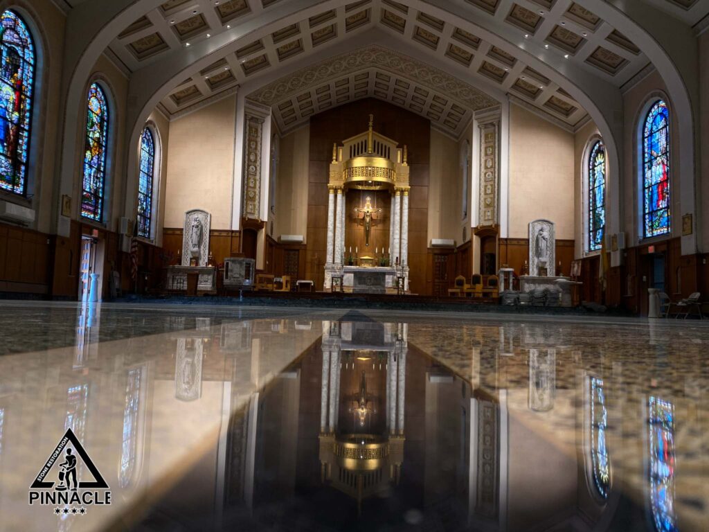 An old church terrazzo floor in Chicago suburb