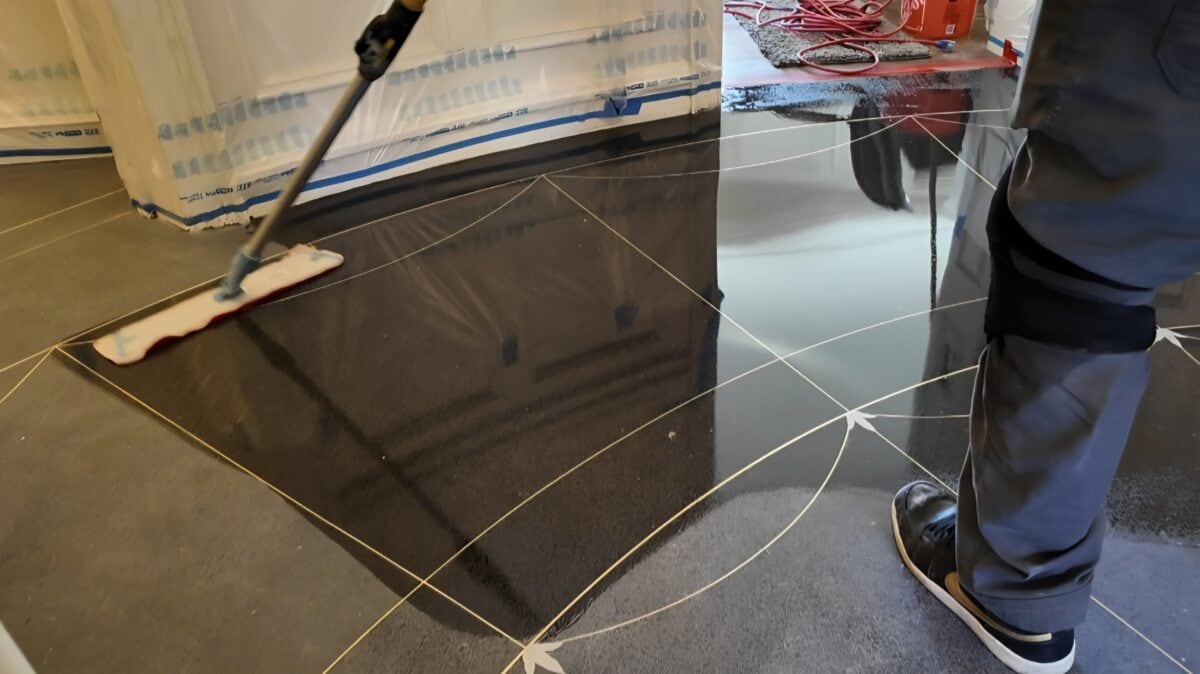 Black terrazzo restoration