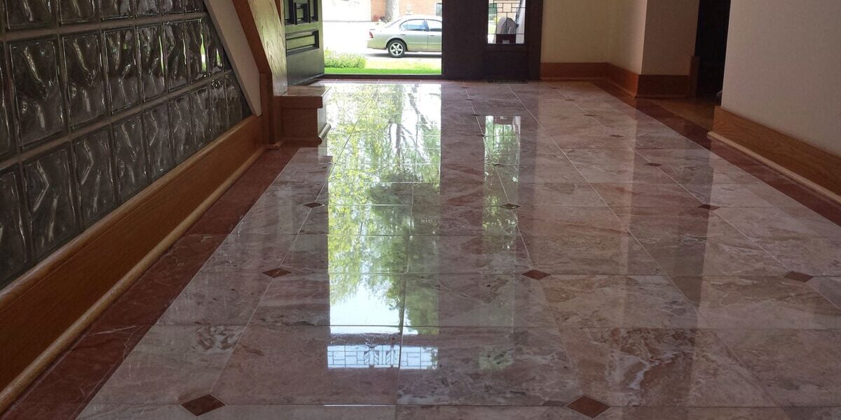 Red Marble Foyer Restoration and Polishing